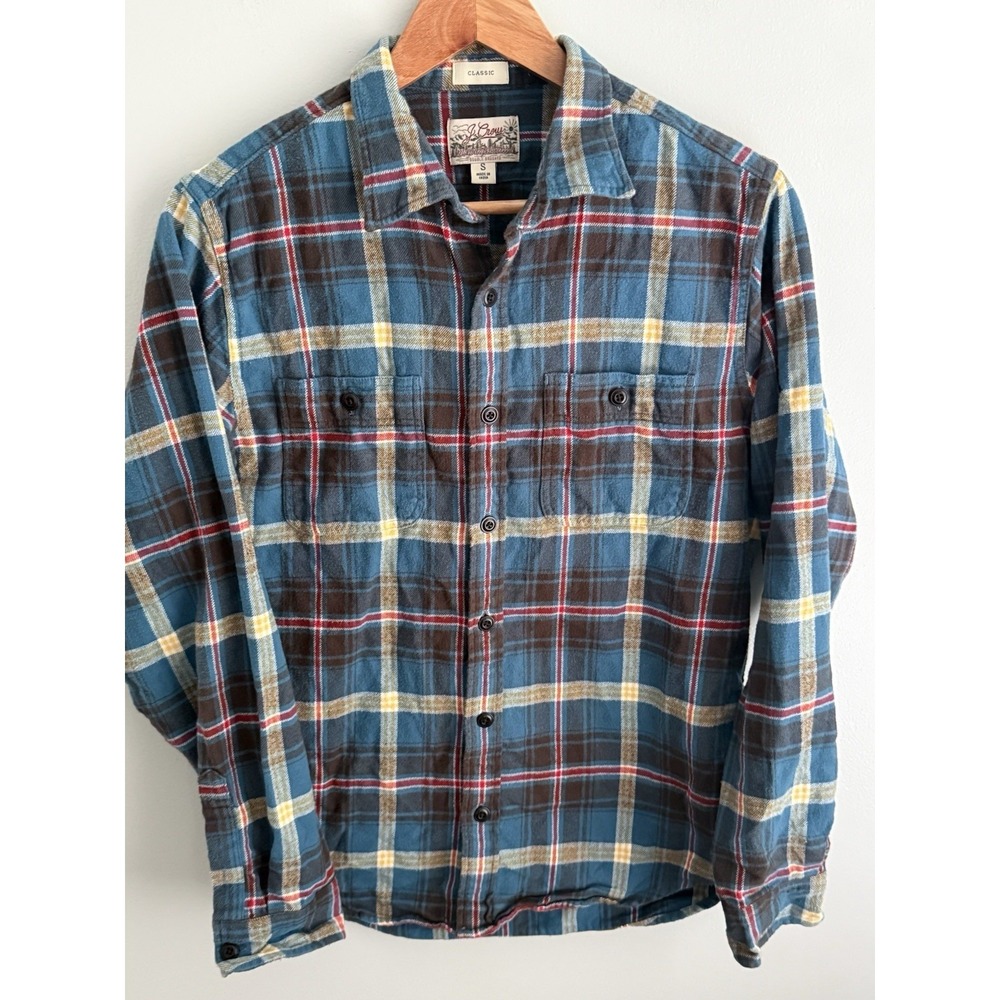 J.CREW Mens Mid-weight Flannel Size Small‎ Double Brushed Classic Fit Plaid.